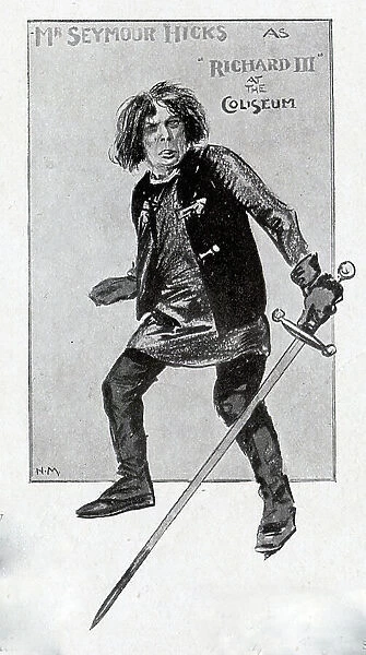 Illustration of Seymour Hicks as Richard III at the Coliseum theatre. From a section, London Nights Entertainments'. Seymour Hicks (1871-1949), actor, music hall performer, playwright, actor-manager and producer. Date: 1910