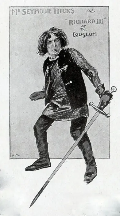 Framed Print : Illustration of Seymour Hicks as Richard III at the Coliseum theatre. From a section, London Nights Entertainments'. Seymour Hicks (1871-1949), actor, music hall performer, playwright, actor-manager and producer. Date: 1910 Framed Print : Illustration of Seymour Hicks as Richard III at the Coliseum theatre. From a section, London Nights Entertainments'. Seymour Hicks (1871-1949), actor, music hall performer, playwright, actor-manager and producer. Date: 1910