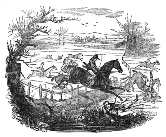 Framed Print : Illustration, Steeplechase at St Albans Framed Print : Illustration, Steeplechase at St Albans
