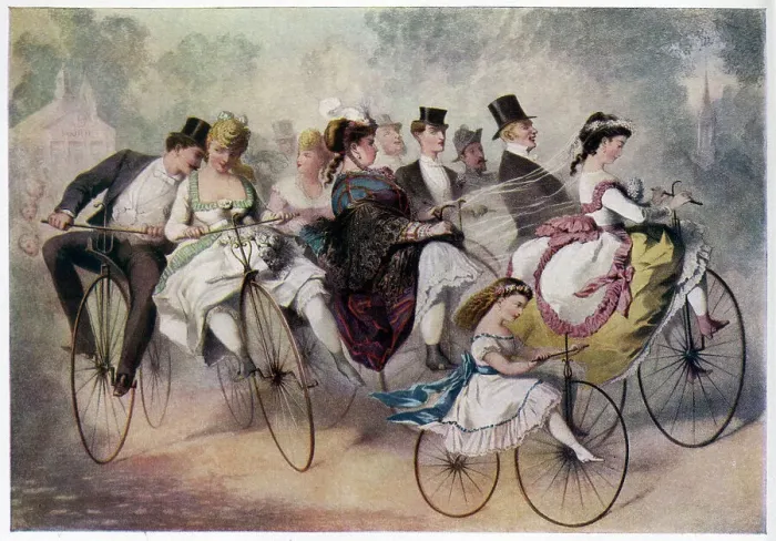 Framed Print : Illustration, Wedding Party on Wheels Framed Print : Illustration, Wedding Party on Wheels