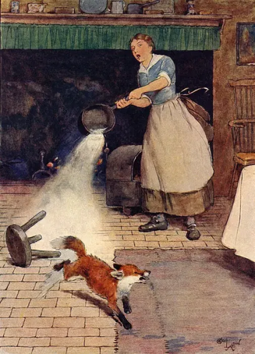 Framed Print : Illustration, White-Ear runs out of the kitchen Framed Print : Illustration, White-Ear runs out of the kitchen