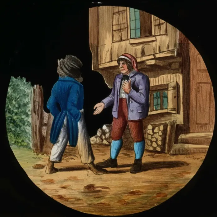 Framed Print : Illustration of a wolf standing next to a house Framed Print : Illustration of a wolf standing next to a house