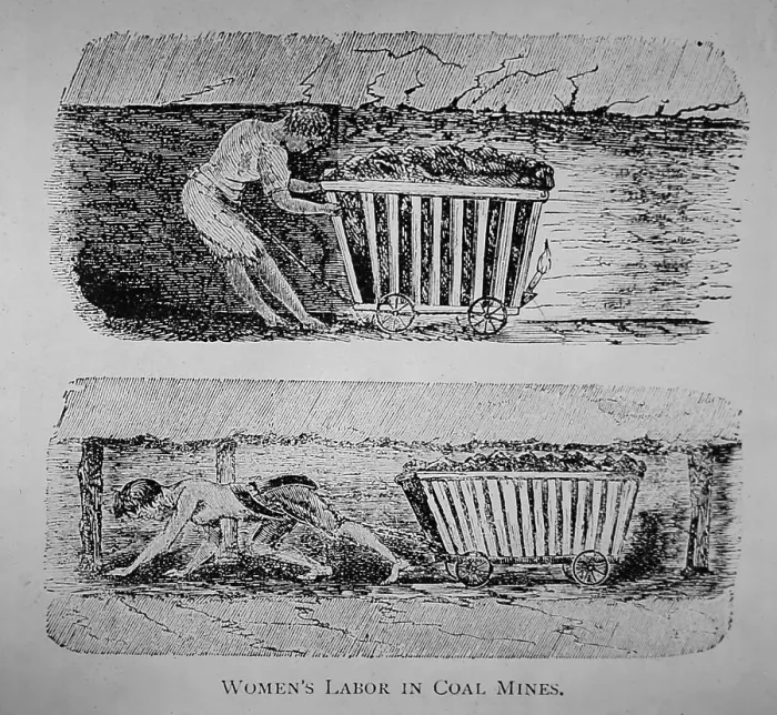 Framed Print : An illustration of women working in mines Framed Print : An illustration of women working in mines