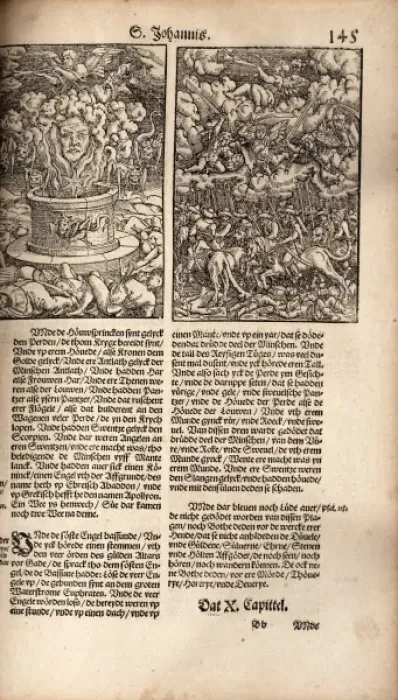 Framed Print : Illustrations of the Apocalypse from a Low German Luther Bib Framed Print : Illustrations of the Apocalypse from a Low German Luther Bib