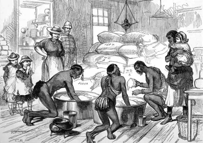 Framed Print : Illustrations of the Zulu war. Natives in a farmhouse making Framed Print : Illustrations of the Zulu war. Natives in a farmhouse making