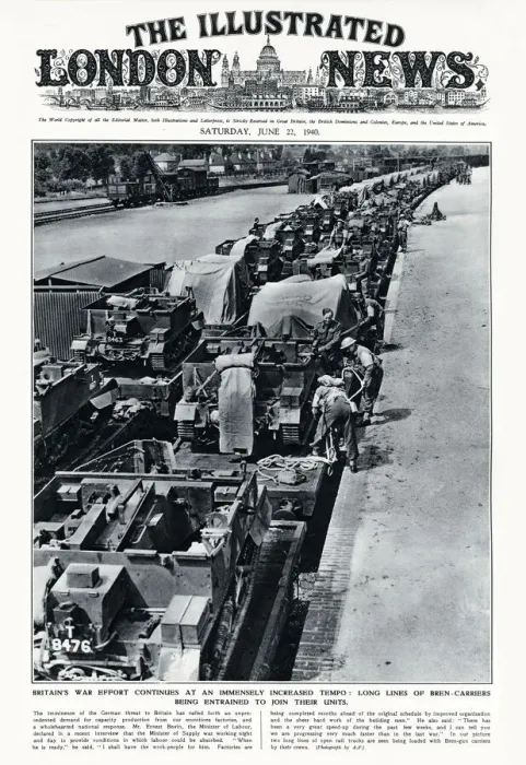 Framed Print : ILN cover - Bren-carriers being entrained Framed Print : ILN cover - Bren-carriers being entrained
