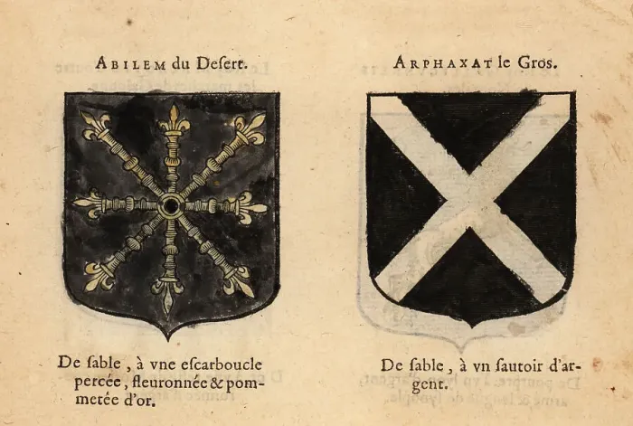 Framed Print : Imaginary coats of arms of Abilan of the Desert and Arphaxad Framed Print : Imaginary coats of arms of Abilan of the Desert and Arphaxad