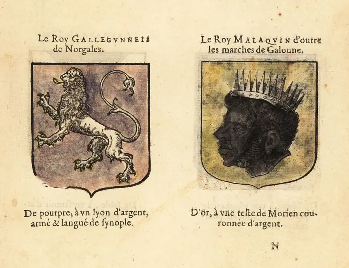 Framed Print : Imaginary coats of arms of King Galegantis of Norway and King Ma Framed Print : Imaginary coats of arms of King Galegantis of Norway and King Ma