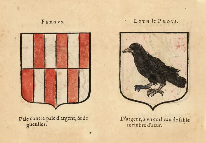 Framed Print : Imaginary coats of arms of Knights of the Round Table: Fergus an Framed Print : Imaginary coats of arms of Knights of the Round Table: Fergus an