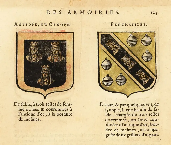 Framed Print : Imaginary coats of arms of Queens of the Amazons Antiope and Pen Framed Print : Imaginary coats of arms of Queens of the Amazons Antiope and Pen