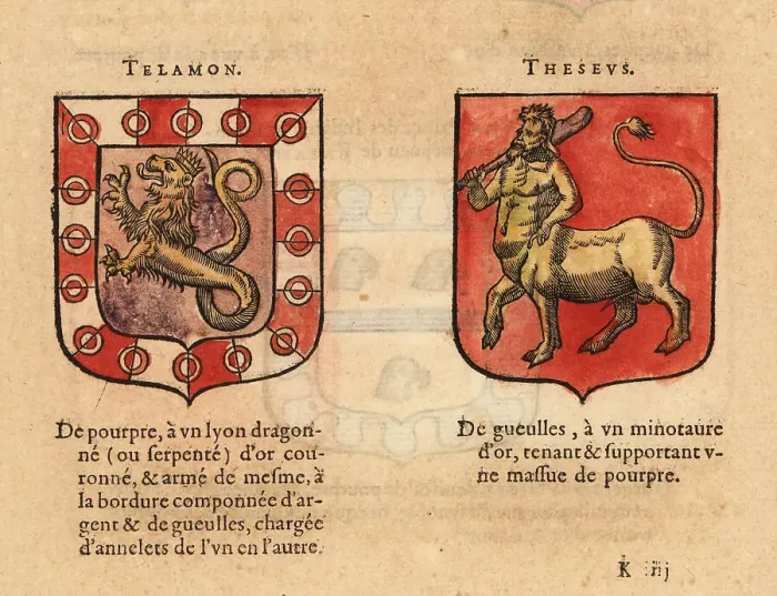 Framed Print : Imaginary coats of arms of Telamon and Theseus Framed Print : Imaginary coats of arms of Telamon and Theseus