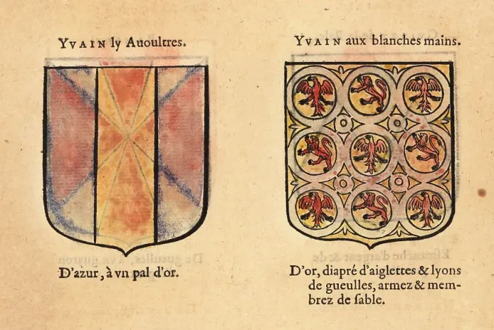 Framed Print : Imaginary coats of arms of Yvain the Bastard and Ywain with Framed Print : Imaginary coats of arms of Yvain the Bastard and Ywain with