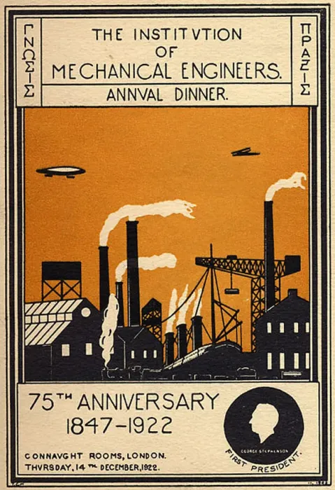 : IMechE 75th anniversary dinner card (1846-1921). Date: 1921 : IMechE 75th anniversary dinner card (1846-1921). Date: 1921