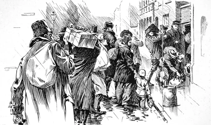 Framed Print : Immigrants arriving at the Jewish Shelter, London, 1904 Framed Print : Immigrants arriving at the Jewish Shelter, London, 1904