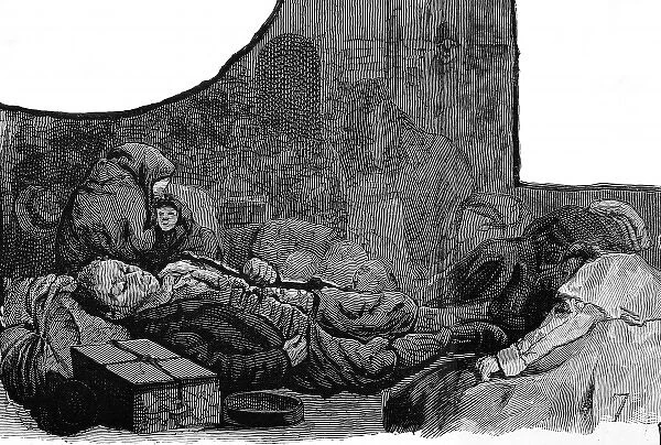 Immigrants sleeping in Castle Garden, New York, 1886