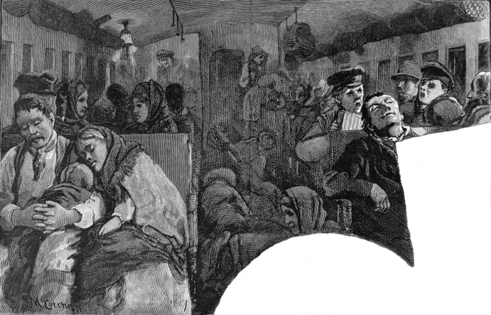 Framed Print : Immigrants on a train to the Mid-West, USA, 1886 Framed Print : Immigrants on a train to the Mid-West, USA, 1886