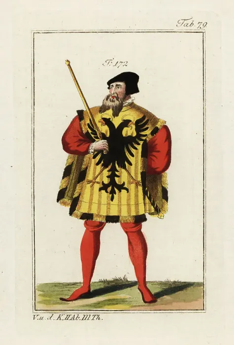 Framed Print : Imperial herald in formal robes with black double-headed eagle Framed Print : Imperial herald in formal robes with black double-headed eagle
