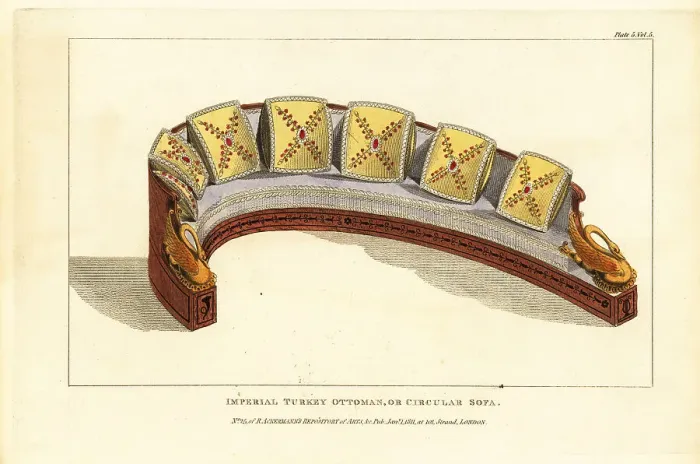 Framed Print : Imperial Turkey ottoman or circular sofa, 1811 Framed Print : Imperial Turkey ottoman or circular sofa, 1811