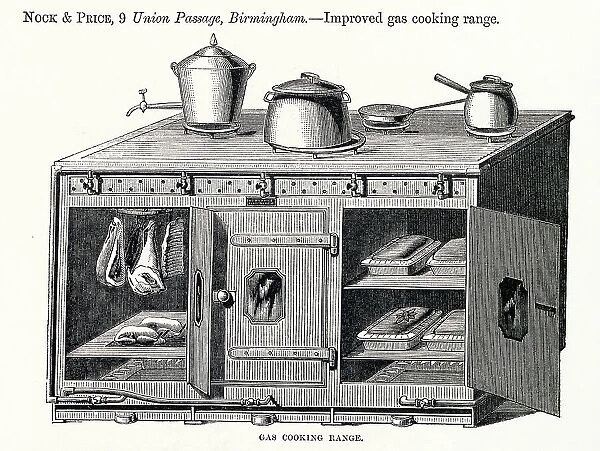 Improved gas cooking and heating range. Date: 1862
