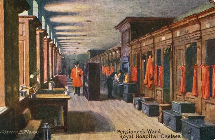 Framed Print : In-Pensioners Long Ward - Royal Hospital, Chelsea Framed Print : In-Pensioners Long Ward - Royal Hospital, Chelsea