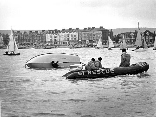 In-shore rescue service at work, Eastbourne, Sussex