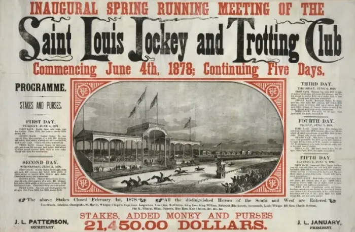 Framed Print : Inaugural spring running meeting of the Saint Louis Jockey a Framed Print : Inaugural spring running meeting of the Saint Louis Jockey a