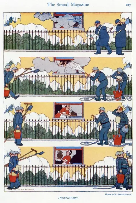 Framed Print : Incendiary by W. Heath Robinson Framed Print : Incendiary by W. Heath Robinson