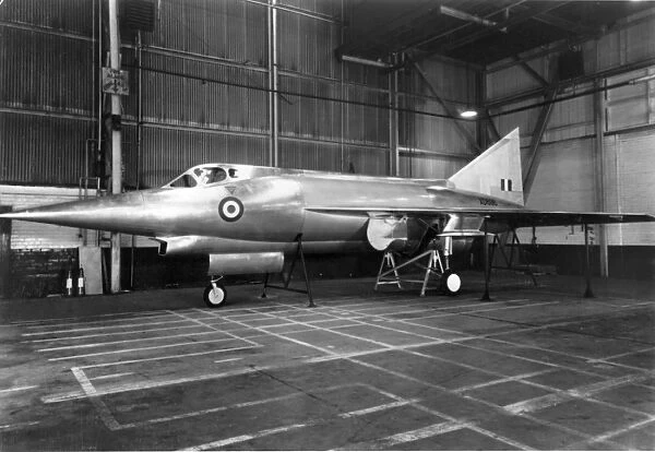 The incomplete Avro 720 prototype XD696 at Avro in 1956