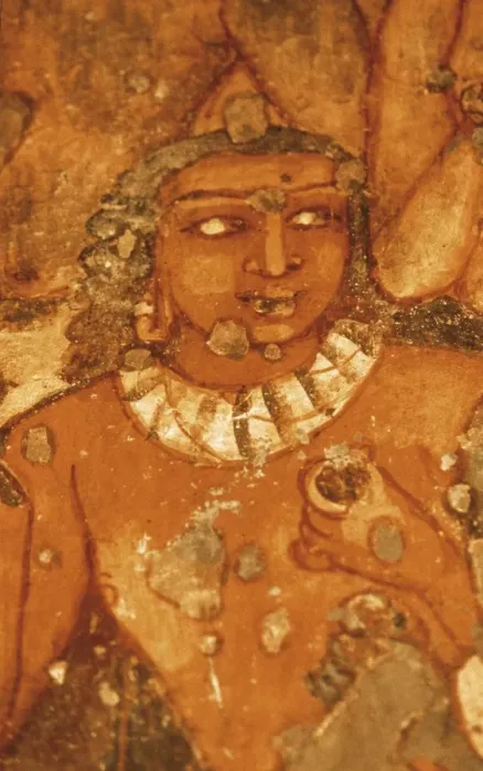 Framed Print : INDIA. Ajanta. Ajanta Caves. Detail in one of Framed Print : INDIA. Ajanta. Ajanta Caves. Detail in one of