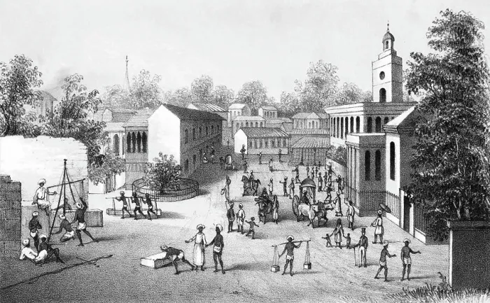 Framed Print : India / Bombay Street 1840 Framed Print : India / Bombay Street 1840