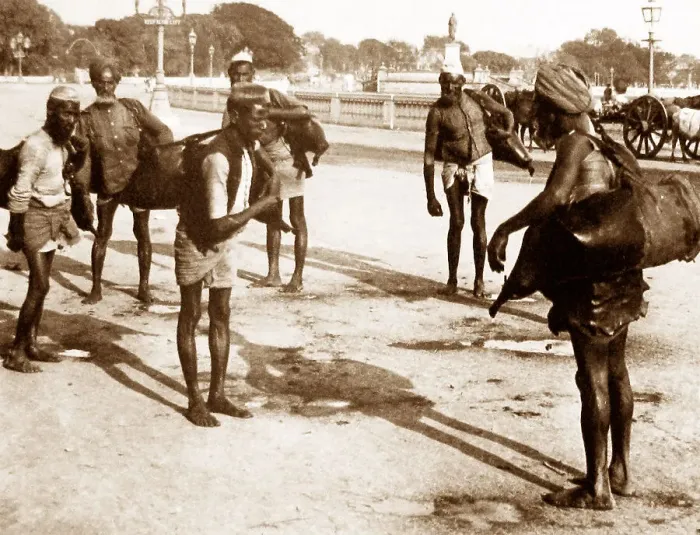Framed Print : India - Calcutta water carriers early 1900s Framed Print : India - Calcutta water carriers early 1900s