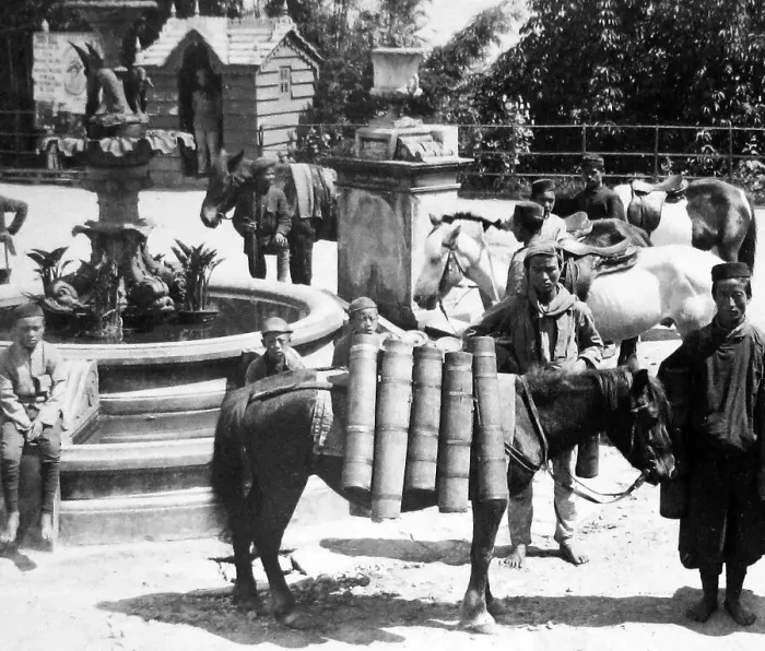 Framed Print : India - Darjeeling - a Bhutanese milkman early 1900s Framed Print : India - Darjeeling - a Bhutanese milkman early 1900s