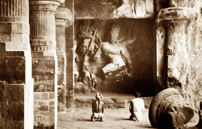 Framed Print : India - Elephanta Temple early 1900s