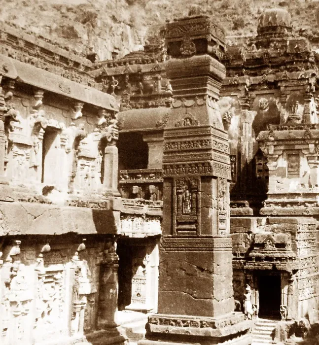 Framed Print : India - Ellora Dravidian Temple early 1900s Framed Print : India - Ellora Dravidian Temple early 1900s