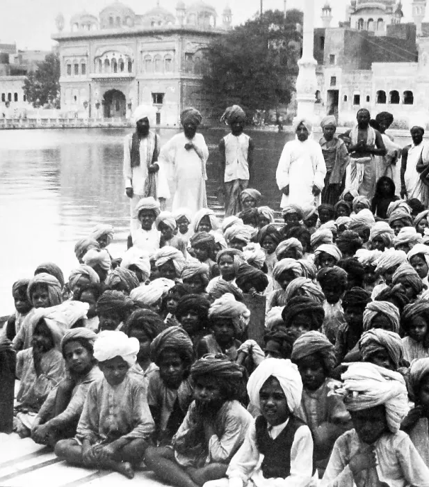 Framed Print : India - Golden Temple of Amritsar - schoolboys early 1900s Framed Print : India - Golden Temple of Amritsar - schoolboys early 1900s