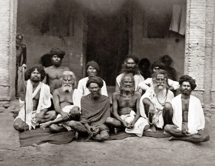 Framed Print : India, group of Fakirs, circa 1870s. Date: circa 1870s Framed Print : India, group of Fakirs, circa 1870s. Date: circa 1870s