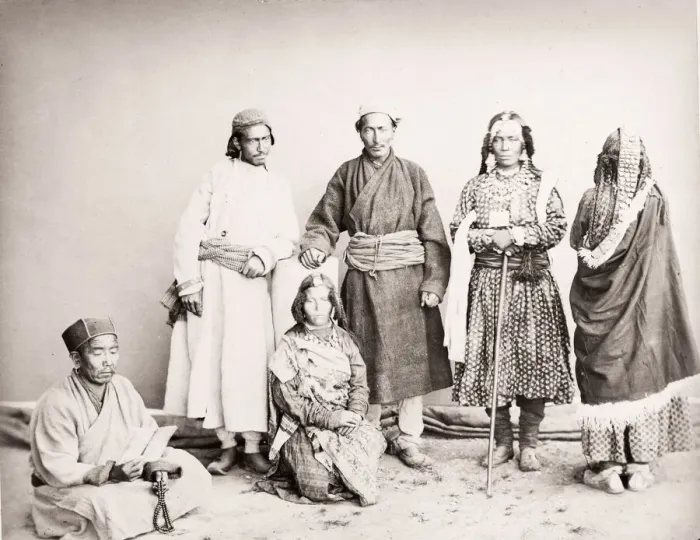 Framed Print : India - group of people from Tibet Tibetan 1860s Framed Print : India - group of people from Tibet Tibetan 1860s