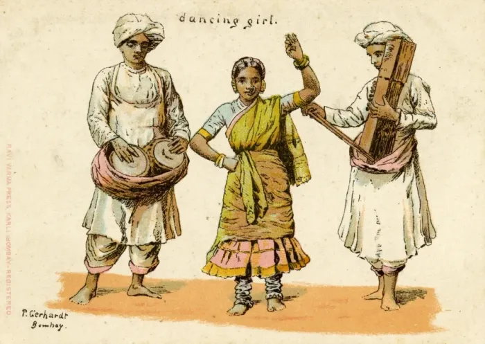 Framed Print : India - Indian Dancing Girl and Musicians Framed Print : India - Indian Dancing Girl and Musicians