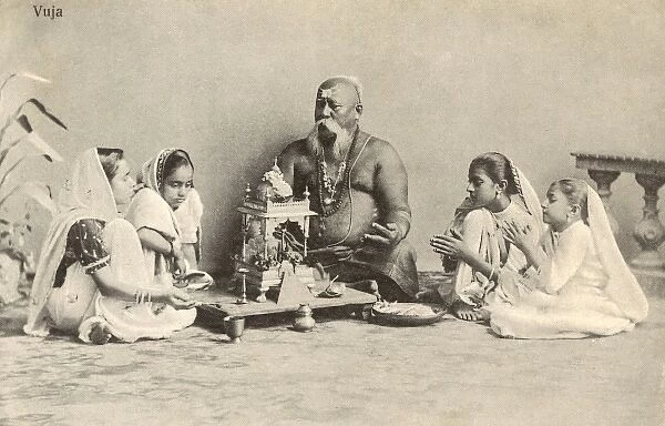 India - Indian Guru and young devotees