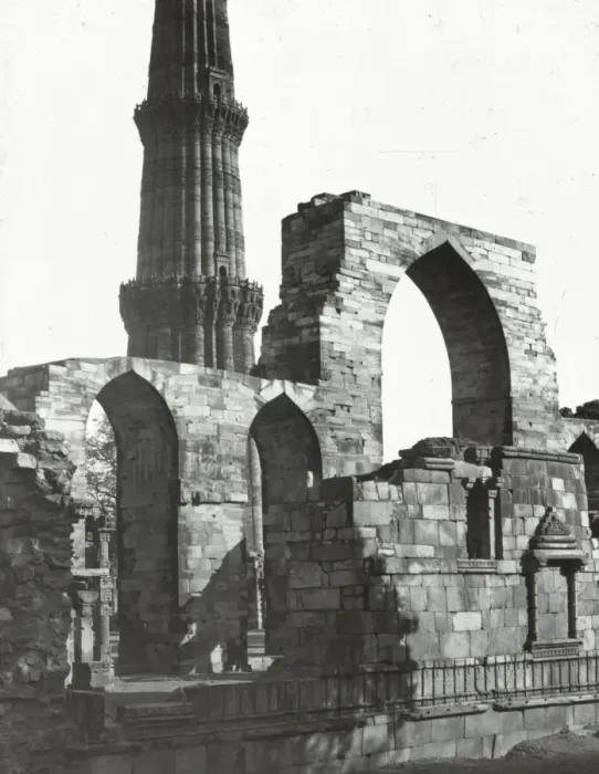 Framed Print : India - The Kutab - Arches and lower part of Tower, Delhi Framed Print : India - The Kutab - Arches and lower part of Tower, Delhi