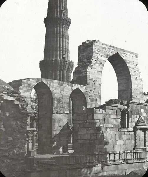 India - The Kutab - Arches and lower part of Tower, Delhi
