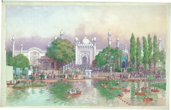 Framed Print : India Pavilion from the Lake, British Emplre Exhibition 1924 Framed Print : India Pavilion from the Lake, British Emplre Exhibition 1924