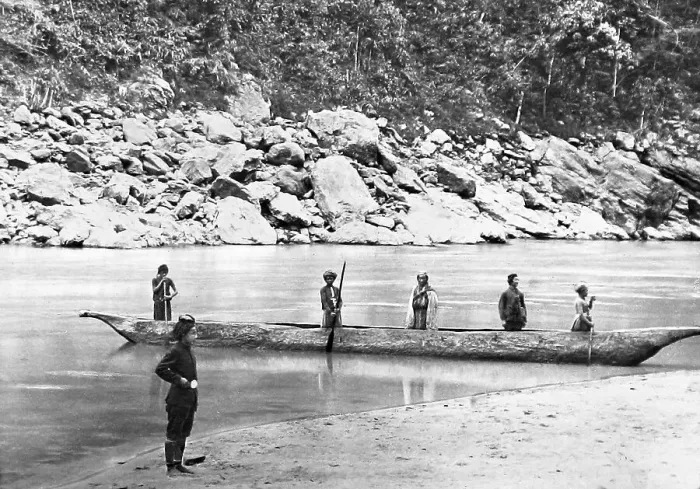 Framed Print : India Sikkim Teesta River ferry boat pre-1900 Framed Print : India Sikkim Teesta River ferry boat pre-1900