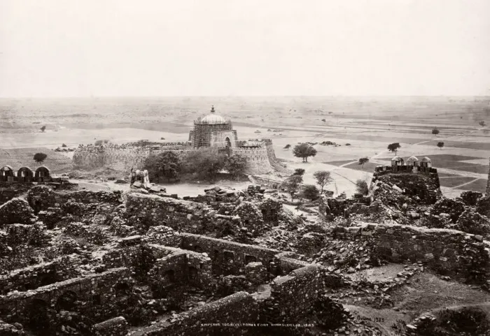 Framed Print : India - tomb of Emperor Toghluk near Delhi, 1860s Framed Print : India - tomb of Emperor Toghluk near Delhi, 1860s