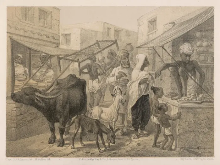 Framed Print : An Indian Bazaar C1860 Framed Print : An Indian Bazaar C1860