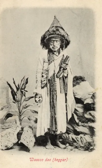 Framed Print : Indian Beggar in remarkable hat Framed Print : Indian Beggar in remarkable hat