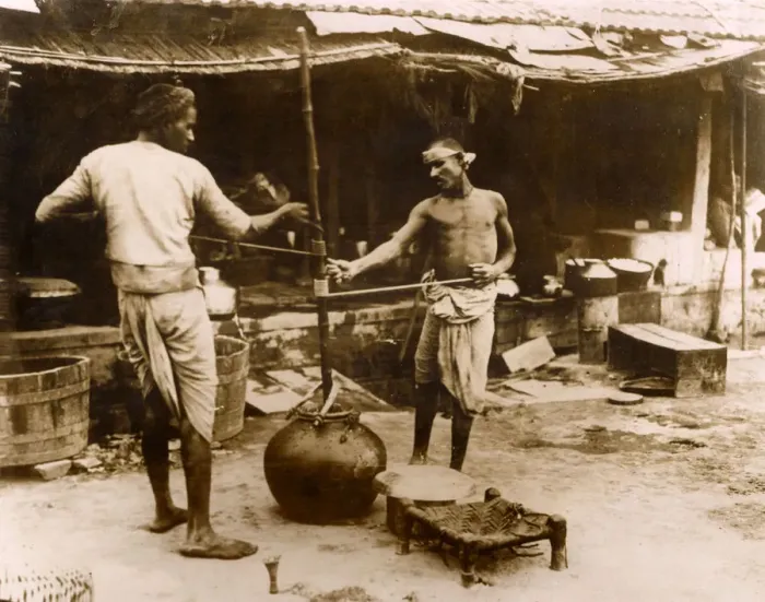 Framed Print : INDIAN BUTTER CHURNERS Framed Print : INDIAN BUTTER CHURNERS