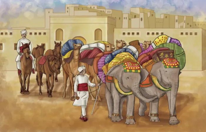 Framed Print : Indian caravan of merchandise Framed Print : Indian caravan of merchandise