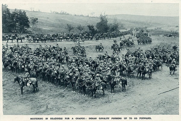 Indian cavalry preparing for an offensive during World War I
