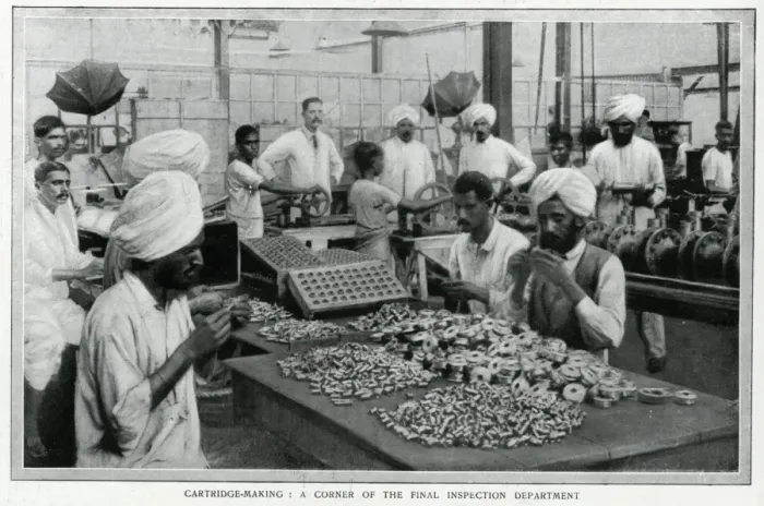 Framed Print : Indian factory workers making munitions, WW1: cartridges Framed Print : Indian factory workers making munitions, WW1: cartridges